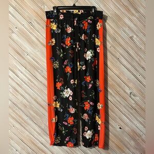 Floral Hester & Orchard Beautiful Floral Black & Red Stripe Trouser Pants